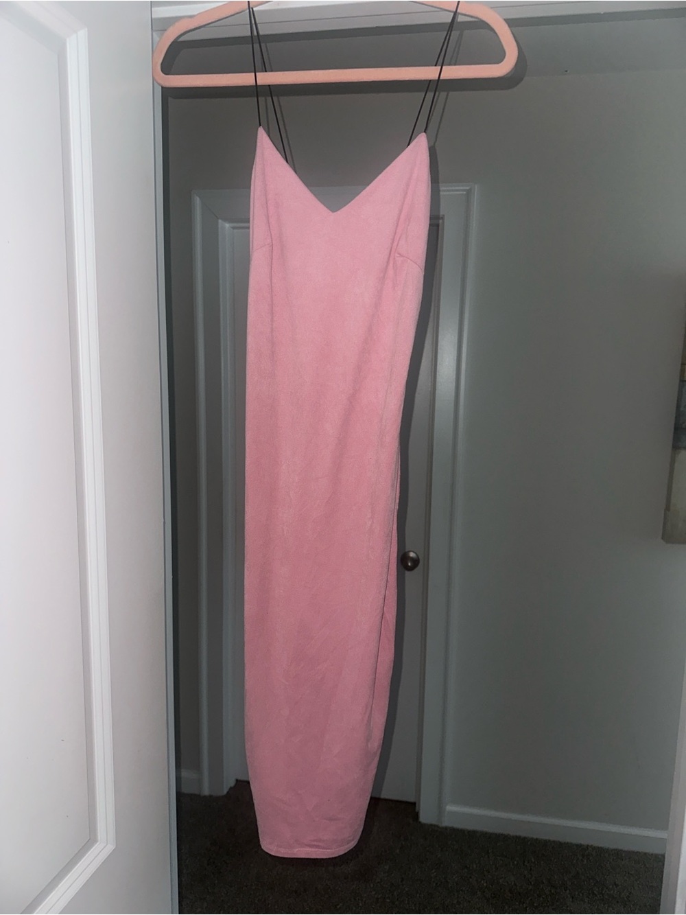 Pink Slip Midi Dress with Spaghetti Straps